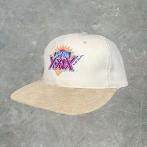 Vintage 90s Sports Specialties Super Bowl XXIX Hat White/Light Brown OSFA